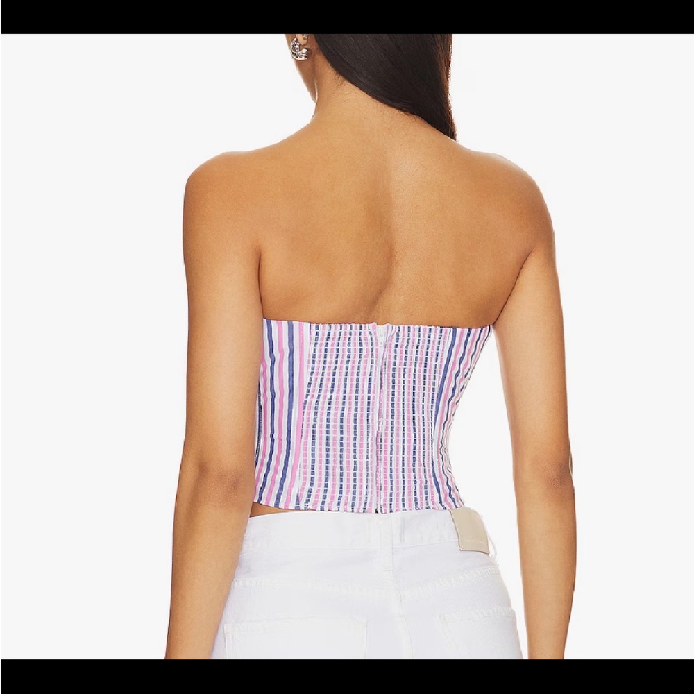 Favorite Daughter Strapless Pink & Blue Striped Tube Top - Picture 3 of 8